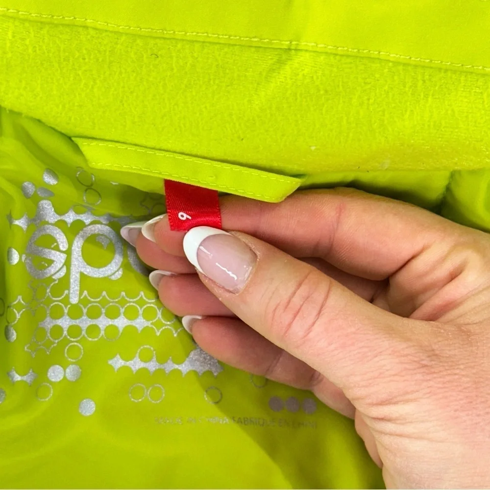 Spyder girls Bitsy Lola ski jacket insulated faux fur hood neon green size 5